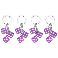 4Er-Set WüRfel-SchlüSselanhäNger Mit 3 AnhäNgern FüR Lucky Dice, Lila