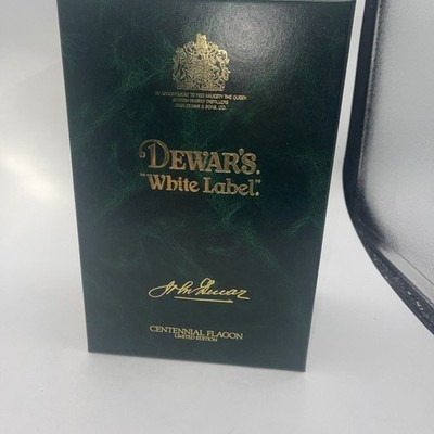 VINTAGE DEWARS WHITE LABEL JOHN DEWAR CENTENNIAL FLAGON ORIGINAL BOX READ