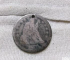 1875 S DILVER SEATED LIBERTY QUARTER 25 CENTS HOLED