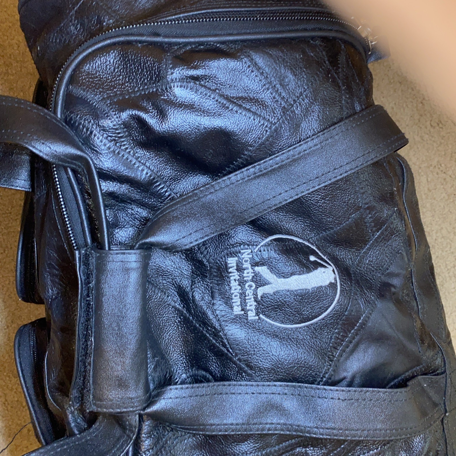 Vintage Duffle Leather Patchwork Black Large - image 8