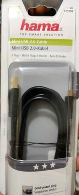 Hama Computer HQ USB-Kabel 2.0 USB-A/Mini-B M/M 1,8m Schwarz Vergoldet Neu