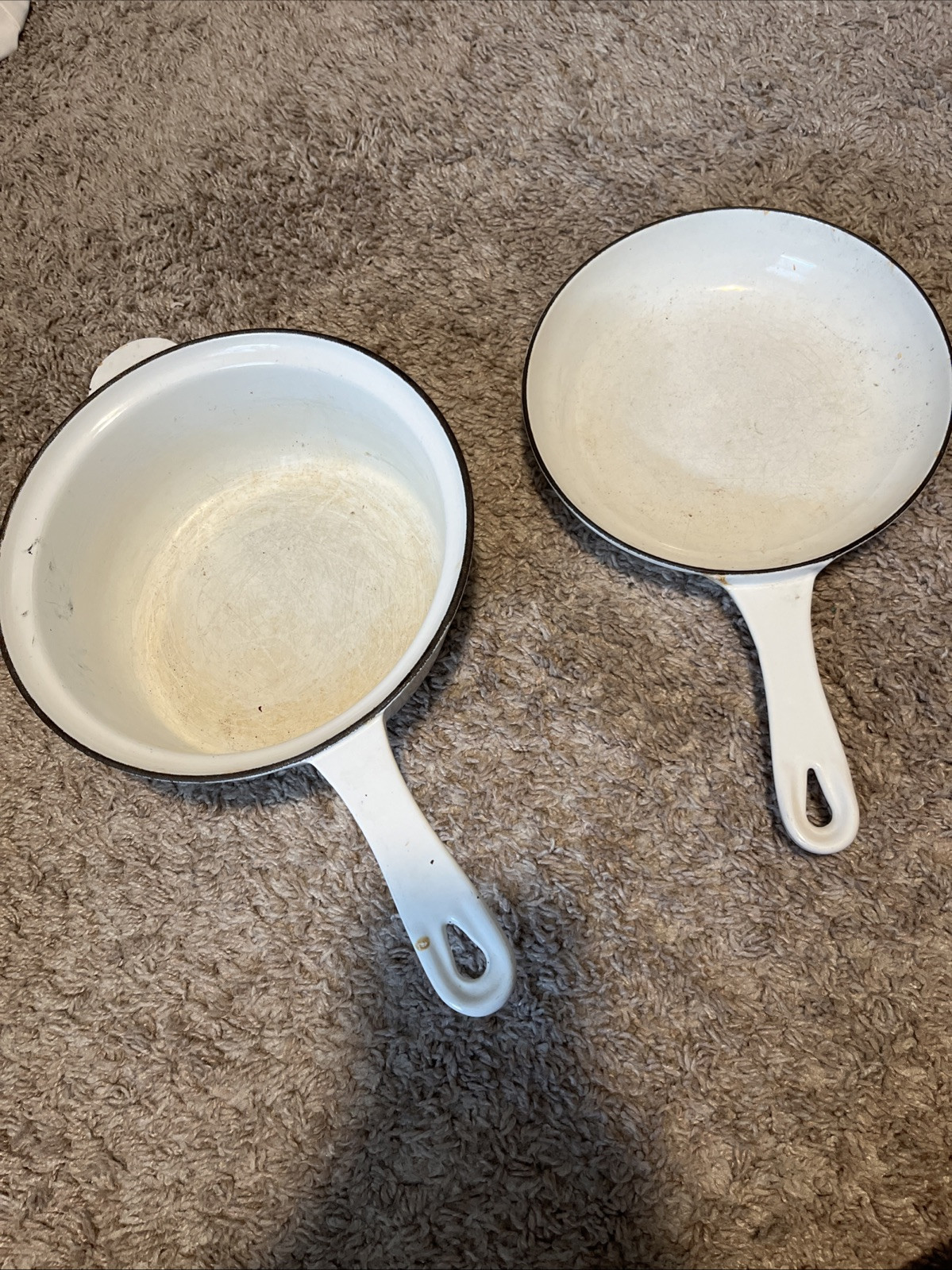 2 White Le Creuset Premium Cookware Pans