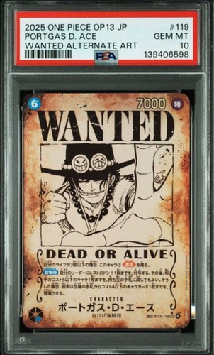 Portgas.D.Ace (Wanted Poster) graded PSA 10 for sale on eBay