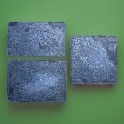 3 Antique Slovak Europe Map Printing Plates Romania Balkans Turkey Atlas Blocks