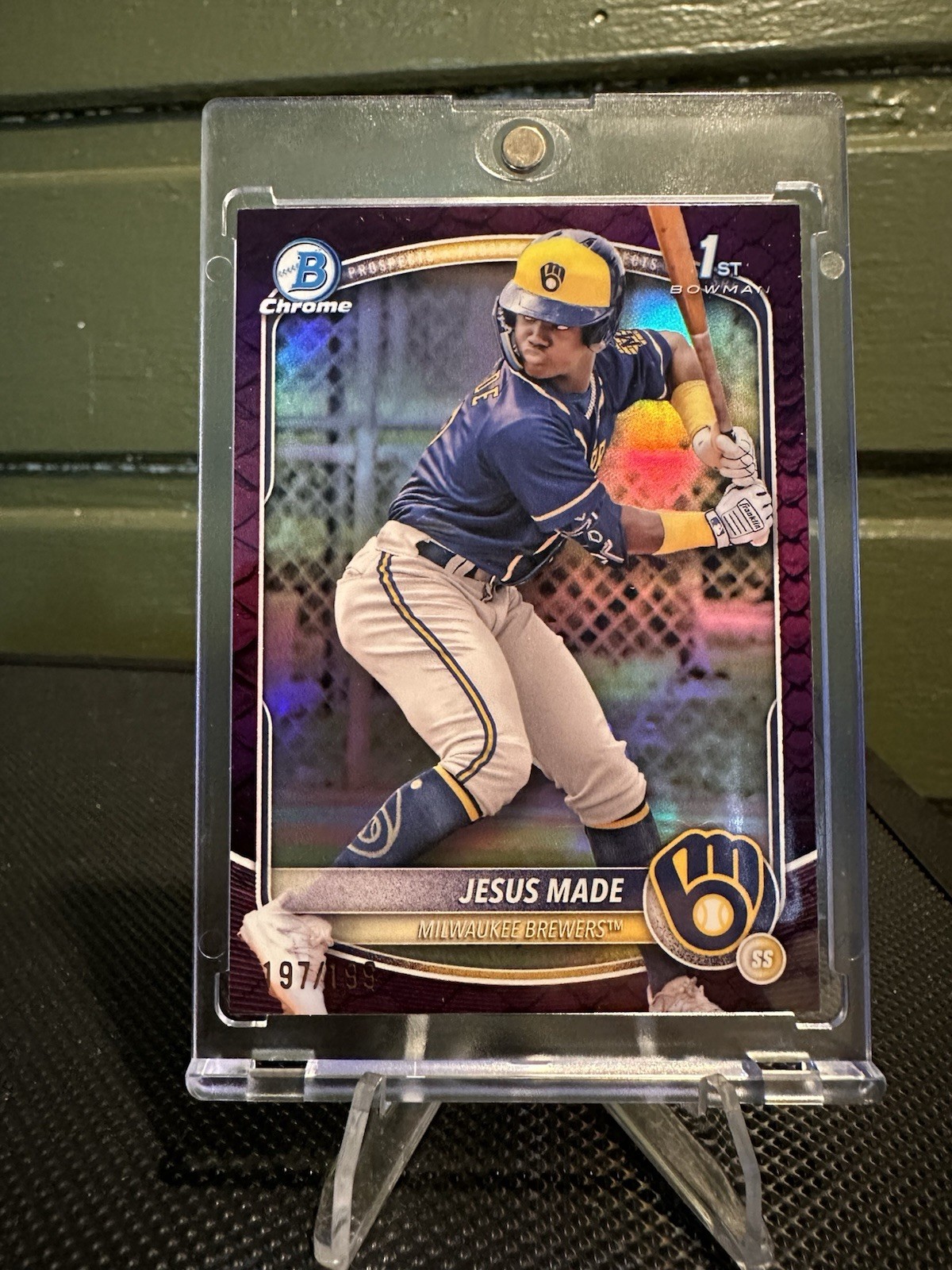 2025 Bowman - Chrome Prospects Jesus Made #BCP-50 Reptilian Fuchsia /199 (RC)