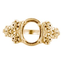 Semi Mount Oval 9X11MM Faceted Cut Engagement Ring Sterling Silver