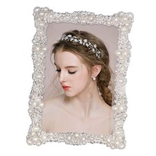 4x6 Picture Frame with Rhinestones and Pearls for Wedding Gift, 4 6inch