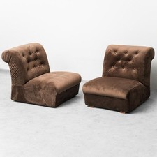 COPPIA DI POLTRONE IN VELLUTO MARRONE DESIGN ANNI 70 VINTAGE MODERNARIATO