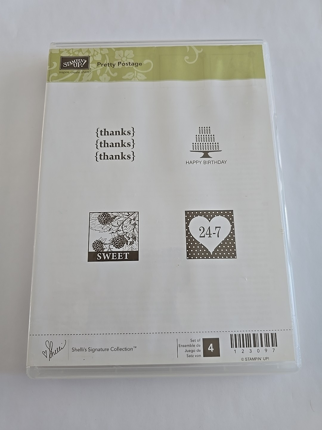 Stampin Up Stamp Set - Pretty Postage Sweet 24-7 Happy Birthday Thanks 123097 2
