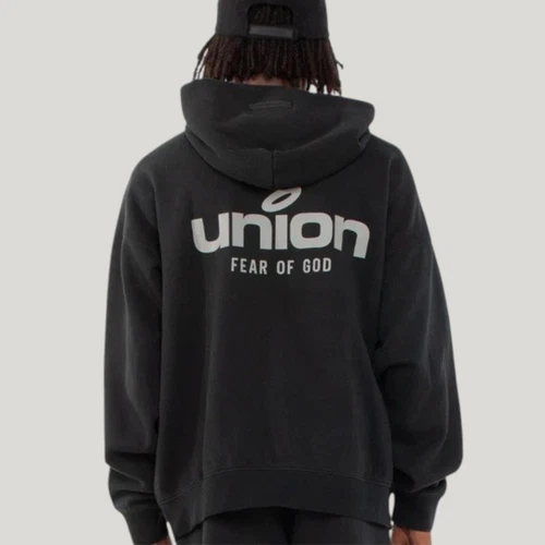 Felpa con cappuccio Fear of God Union nera 30 anni vintage taglia media