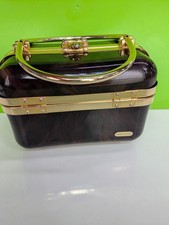 Vtg Beautiful Italy Baulotto Tortoise Shell Hard Case Handbag With Gold Trim