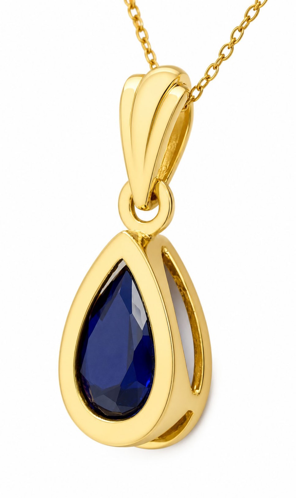 GENUINE 2.12 Cts BLUE SAPPHIRE PENDANT NECKLACE 14K YELLOW GOLD PLATED (.925)