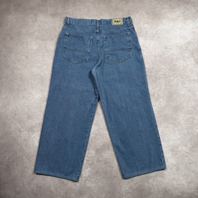 Vintage 90s Solo Semore Baggy Wide Leg Jeans Navy Blue 34x28 Skater Indie Y2K