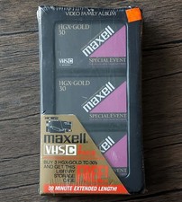 Lot of 3 - Maxell HGX-Gold 30 VHS-C Special Event Video Cassettes NEW / SEALED