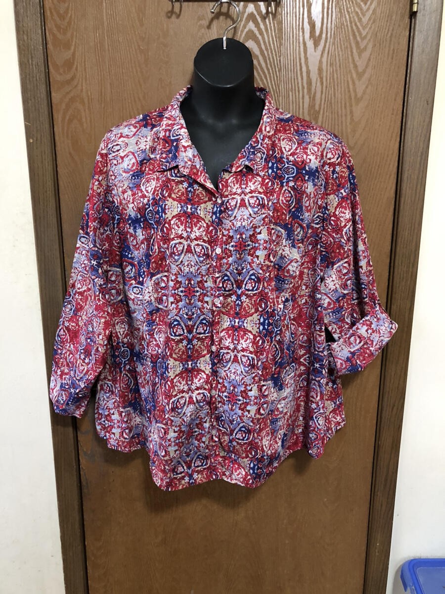 Catherines Multi-Colored Button Front Cotton Top … - image 2