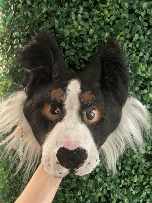 Border Collie Therian pelzige Maske Futter und gut sichtbares Netz abnehmbarer Anhänger