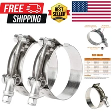 2 Pack 4 Inch Stainless Steel T-Bolt Hose Clamps, Clamp Range 108-116mm for 4...