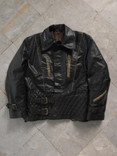 Vintage 1960s Gerhard Hitziger Faux Leather Biker Motorcycle Jacket Black Punk S