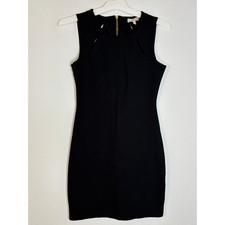 GB Black Sleeveless Bodycon Dress Gold Back Zipper Cutout Neckline Size Medium