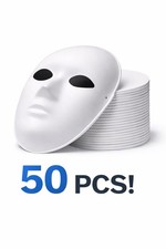 50 Pcs Paper Mache Mask DIY Full Face White Paintable Craft Masks Bulk for Ma...