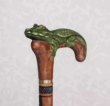 Crocodile walking cane Hand carved wooden cane Handle with alligator Walking