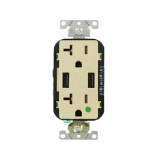 Decora 20 Amp Hospital Grade Tamper Resistant Duplex Outlet and 3.6 Amp USB Outl