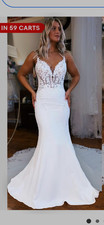 V Neck Mermaid Wedding Dresses Lace Appliques...
