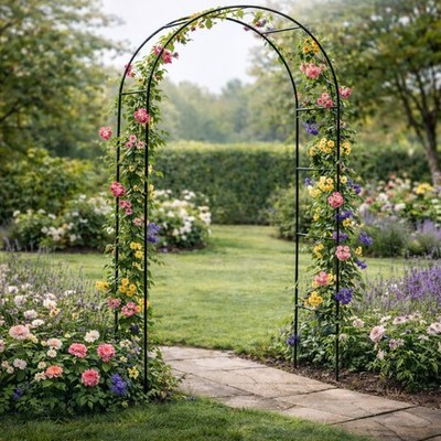 Metall Gartenbogen Rankgitter 2m Kletterpflanzenstütze Rosenbogen Weg Eingang