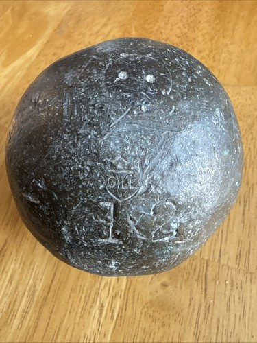 ANTIQUE VINTAGE GILL ATHLETICS 12 POUND SOLID BRASS SHOT PUT BALL St Peter HS MN