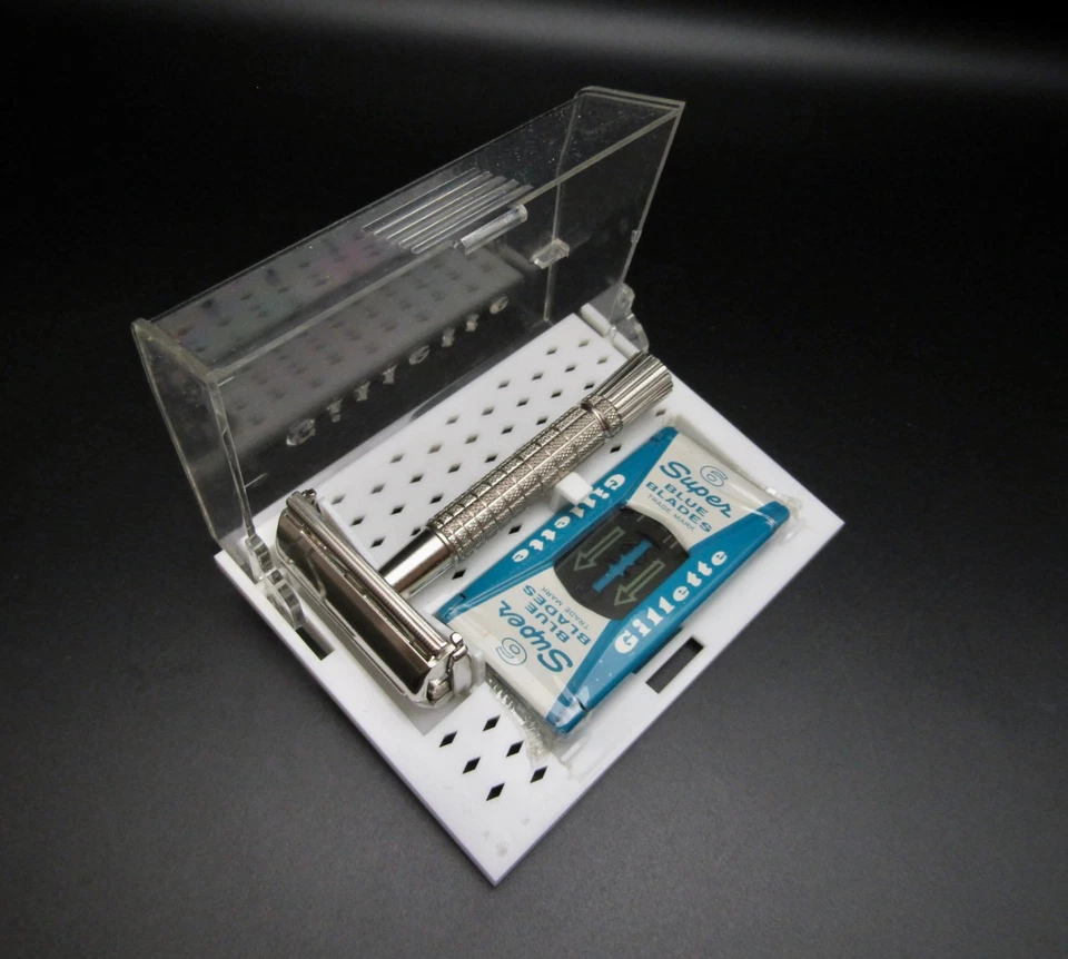 GILLETTE VTG FLARE TIP Nickel Plated TTO Razor  Made In USA 1962 H4 UNUSED COND. - Image 3 of 4