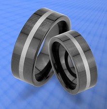2 WOLFRAM TRAURINGE & GRAVUR GRATIS , RINGE , Unkratzbar , Black Line , JW35