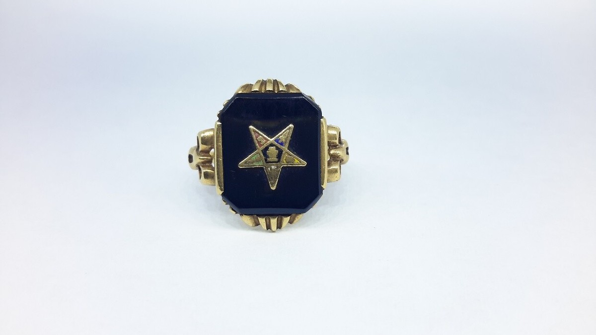 Black Onyx Ring Vintage Eastern Star Jewelry Antique Ladies