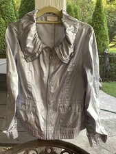 Chicos Size 1 Ladies Silver Lightweight Jacket