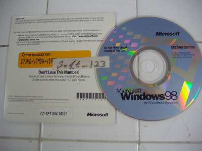 MICROSOFT WINDOWS 98 SECOND EDITION FULL OPERATING SYSTEM MS WIN