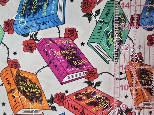 100% Cotton Woven Novelty Fabric ACOTAR Collage Thorns Roses Book 1/4 Yard 9x56