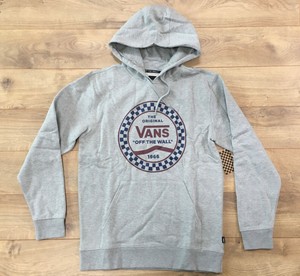 Vans Checkered Side St Hoodie Cement Heather Gray Mens Sz M