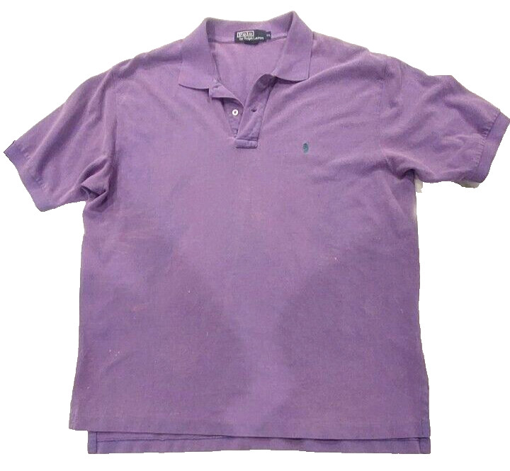 Vintage USA Made Polo Ralph Lauren Purple Pique Polo Short Sleeve Shirt Mens XL