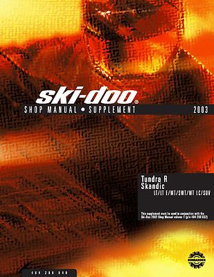 Ski-Doo service shop supplement manual 2003 TUNDRA R.