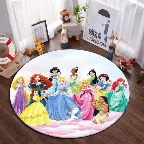 Alfombra de piso redonda para niños 3D Disney Princess niños niñas dormitorio alfombra silla alfombra - Imagen 7 de 13