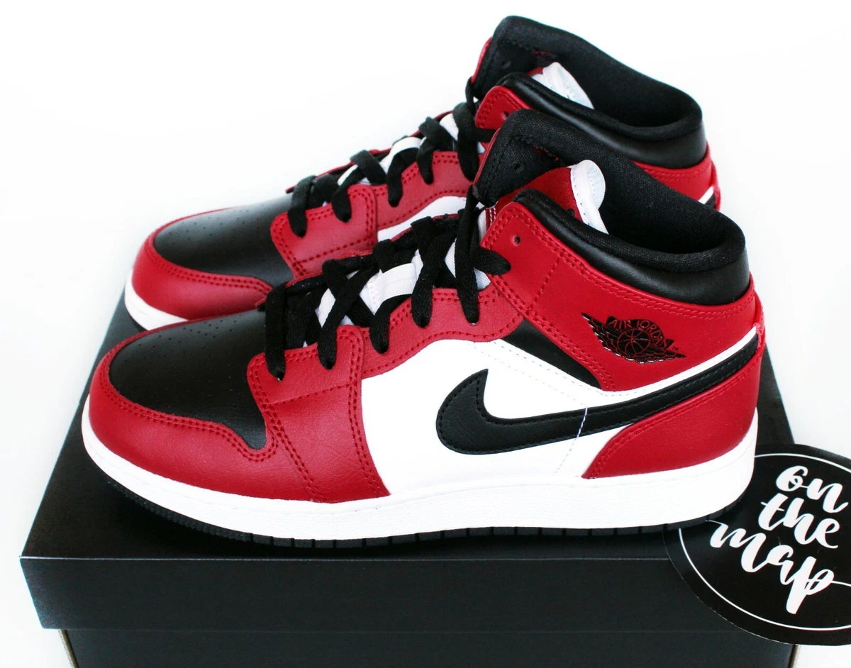 Nike Air Jordan 1 Retro Mid Chicago Toe Red White Black GS UK 3 4 5 US New