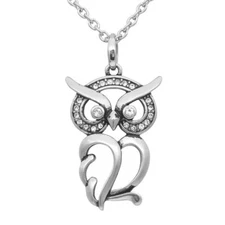 Luminous Owl Necklace Bird Pendant and 22 Crystals Jewelry By Controse