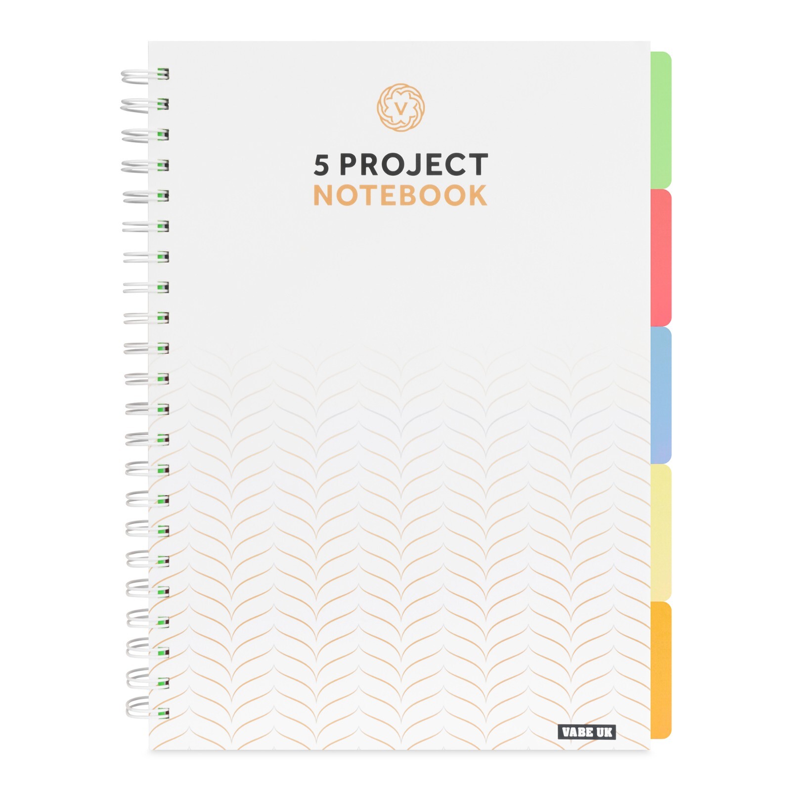 A4 Project Notebook with 5 Dividers - 200 Pages Lined Spiral Notebook