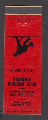 Victoria Curling Club Victoria B.C. Brisish Columbia Canada Matchcover