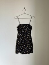 Urban Outfitters Colette Stretch Linen Mini Dress in Black Floral Size US 0