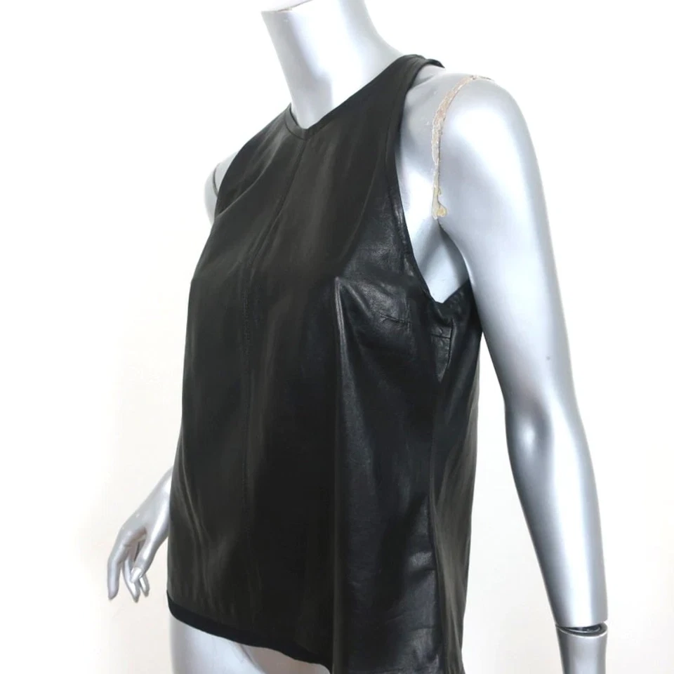 A.L.C. Camiseta sin mangas Pharel de cuero negro talla mediana Foto 2 de 4