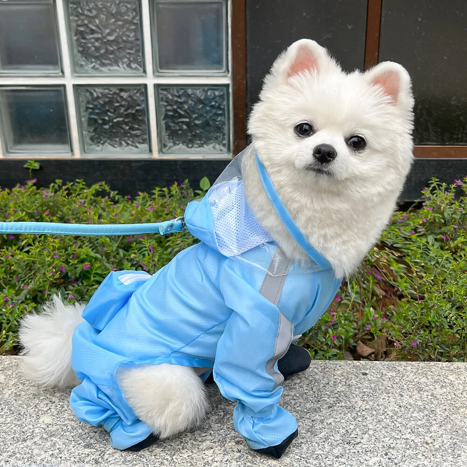 Dog Raincoat with Hood Full Body Dog Raincoat with Attached Rain Boots Outdoor - Image 3 of 4