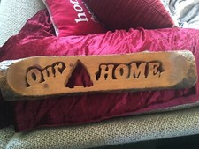 OUR HOME Carved Wood Sign USA made rustic-17 X4 INCHES