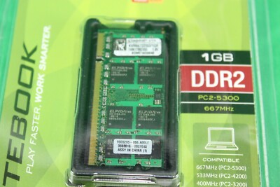 Barrette Mémoire RAM 1GB DDR2 PC2-5300 667MHz SODIMM - Compatible Kingston KVR667D2S0/1GR - Pour PC Portable