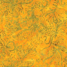 Benartex Batik Bali Fantasy Garden "Heart Bouquet" Sunshine 919433 by half-yard