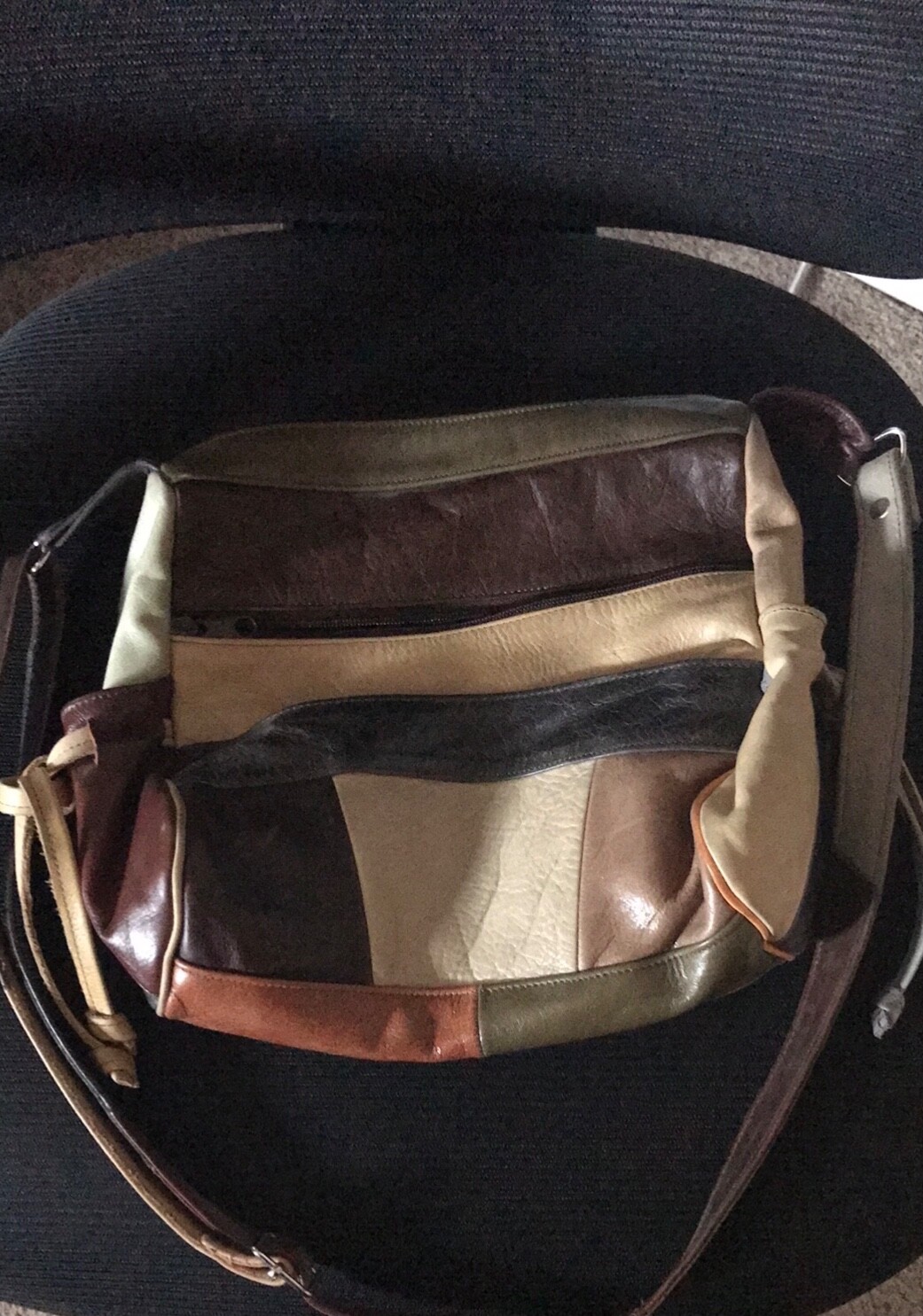 multicolored LEATHER patchwork shoulder bag purse… - image 2